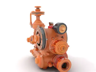 Steam Engine Gear model pack Low-poly 3D model