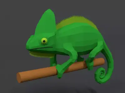 Low Poly Cartoon Chameleon Low-poly 3D model