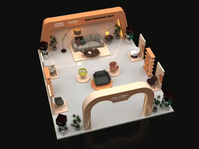 booth 9x8 open 3 side  2 sample  3D model