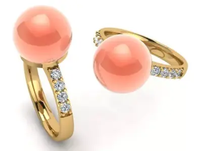 Model of a Pearl and Diamond Women Ring 3D print model