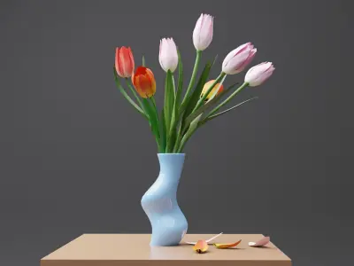 Tulip vase Low-poly 3D model