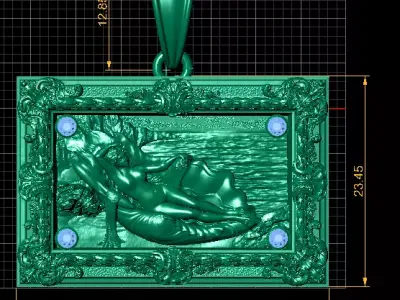 Classical Art Frame Pendant 3D Printable Model 3D print model