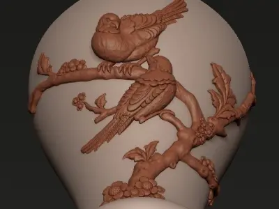 Vase-2Birds 3D print model vase with birds 3D print model