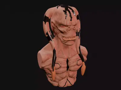 Cosmic God Butcher-Alien Creature Bust Fan Art 3D model