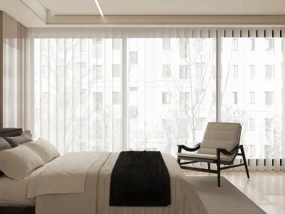 Modern bedroom 3D model 4