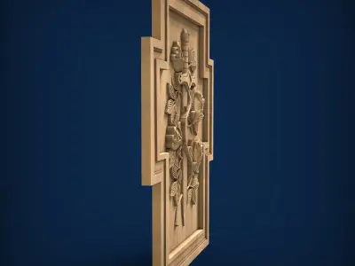 Carved panel painting STL 3D model 30