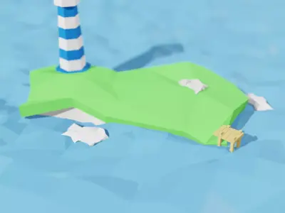 lighthouse on the island 3D model