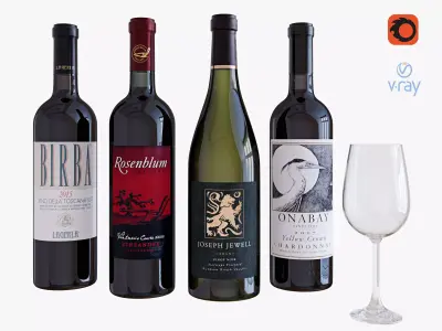 Wine bottle set 8 3D model