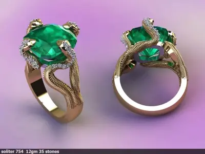 Snake Ring 3D print model 14
