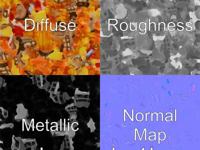 Fried Shrimp Basket Rustic Food model pack Low-poly 3D model