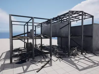 Burnt Building Low-poly 3D model