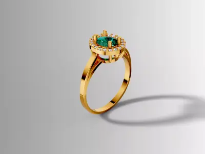 Emerald Halo Ring  Luxury Fine Jewelry CAD Model 3D print model