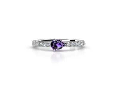 ZDR048 amethyst and diamond ring 3D print model