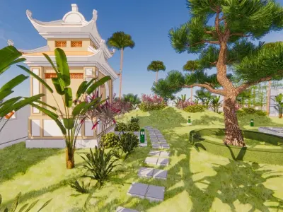 Temple general PhanNhac Free 3D model