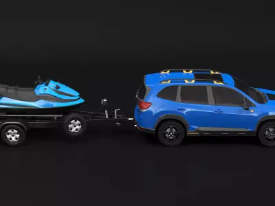 Subaru Forester Wilderness and Jet Ski Trailer 3D model