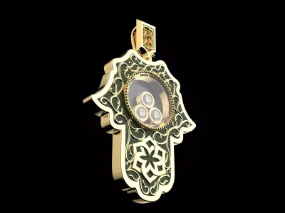 Hamsa Pendant with Diamonds Luxury Gold 3D Jewelry Model 3D print model