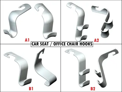 Neckhook car seat office chair hooks 3D print model