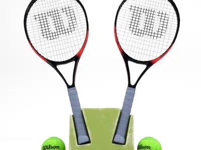 Gym Equipment Tennis Court   Low-poly 3D model