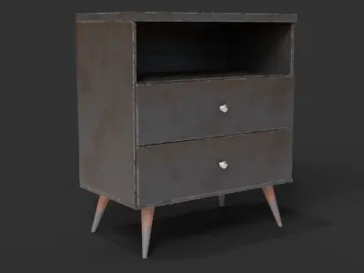 Bedside Table Retro Status 2 Drawers 3D model