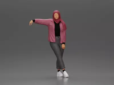 Girl Wearing Bra and shorts with Shirt Tied Around Her Hips 3D print model