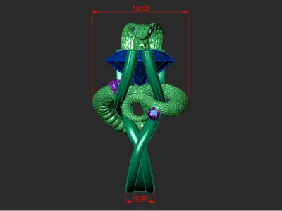 A RING WITH A COBRA AND A LARGE STONE Printable Model 3D print model