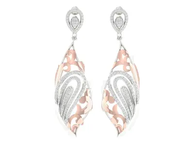 Women Drop Earrings 3dm STL OBJ FBX Renders Details 3D print model 14
