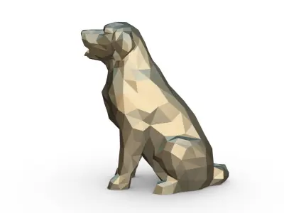 Golden Retriever low poly 3D print model