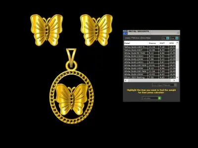  Unique Diamond Butterfly Pendant - 0034 3D print model