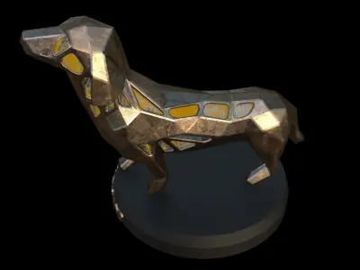 Steampunk Dachshund Pose Low-poly 3D model