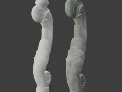 Baroque Handrail Free low-poly 3D model