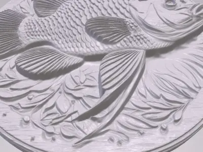 Pan Fish 1 basrelief for 3D printing 3D print model