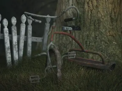 Low Poly 3D model cycle  Old Tricycle 3D models Low-poly 3D model