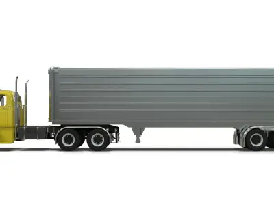 Vintage COE Tandem Axle Semi Truck with Aluminum Box Trailer 3D model