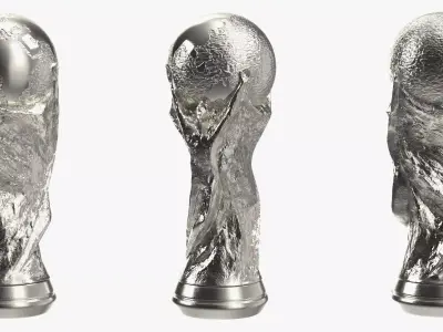 Silver Football Cup Trophy 3D model