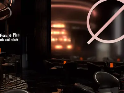 Luxury nightclub bar interior design 3D model