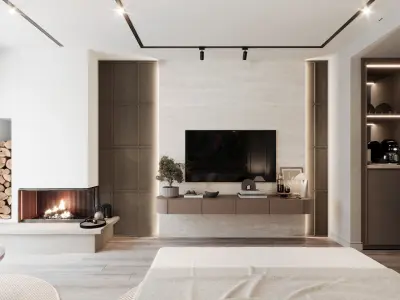 Japandi Hotel Room Interior 3D model