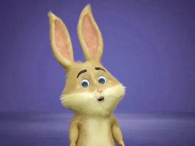 Cartoon rabbit rigged Low-poly 3D model