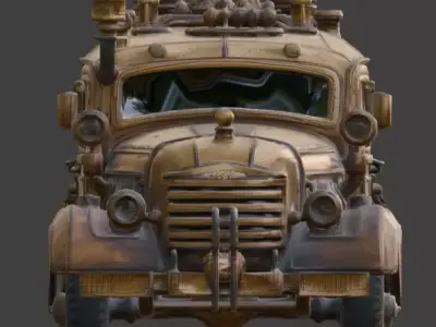 Steampunk Troop Transport Vehicle 3D Model Low-poly 3D model