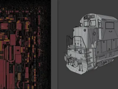 Locomotive train engine Low-poly 3D model