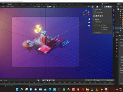 plutonium-station low poly model render in blender 3D model