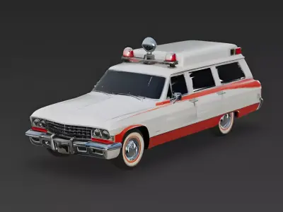 Classic Retro American Ambulance 3D Model Low-poly 3D model