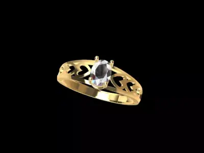 Filigree Oval Gemstone Ring   3D print model