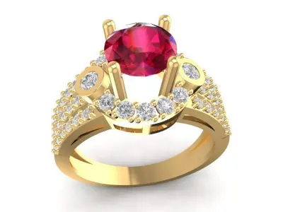 Luxury Ruby Diamond Ring for Women 1727 3D print model