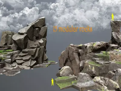Maya Ruin Rocks Low-poly 3D model