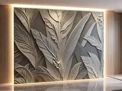 modern tv panel wall decor set relief stl mural CNC 253 3D model