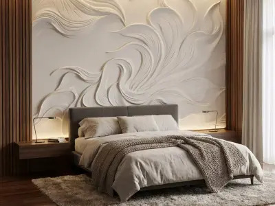 modern panel wall decor set relief stl mural CNC 157 3D model
