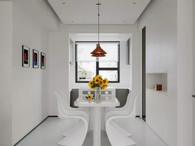 Modern living room dining room interior scenes 386 3D model