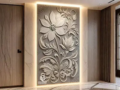 modern panel wall decor set relief stl mural CNC 281 3D model