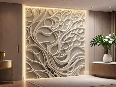 modern panel wall decor set wall relief mural CNC 138  3D model
