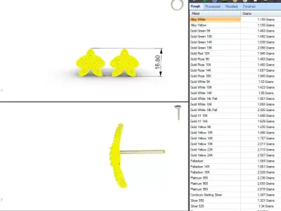 Floral Earrings with Diamonds - Brinco Floral com Diamantes  3D print model